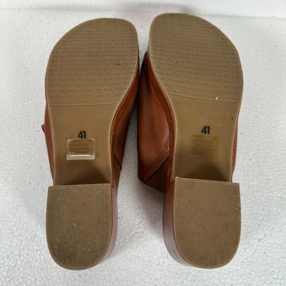 Miz Mooz Gwen Leather Platform Slip On Sandals Women's 41 / 11 Brown 2.5" Heel - Picture 9 of 13